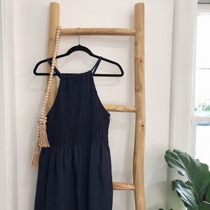 Navy blue sleeveless maxi dress